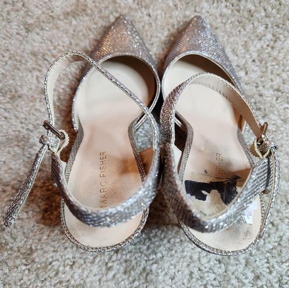 Marc Fisher Dalula metallic gold & silver slingback heel size 8.5 - Picture 6 of 7